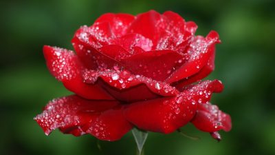 4k, Dew, Drops, Flower, Hd, Red, Rose