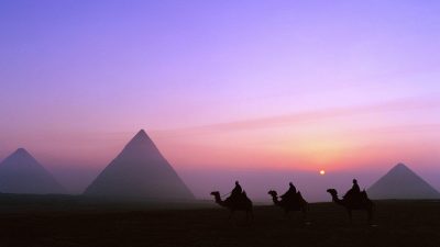 Camels, Clouds, Colorful, Egypt, Pyramids