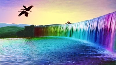 Beautiful, Colorful, Image, Natural, Ocean, Waterfall