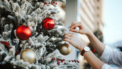 Bell, Christmas, Golden, Image, Red, Tree, Widescreen