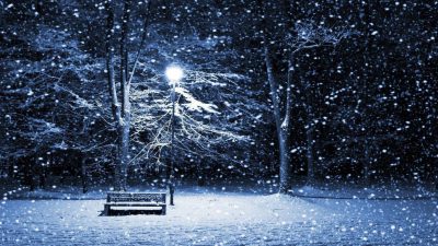 Beautiful, Image, Natural, Night, Snowfall, Widescreen