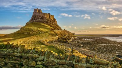 Castle, Clouds, Full, Grass, Green, Image, Lindisfarne, Top