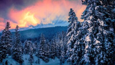 Background, Clouds, Colorful, Mountain, Winter