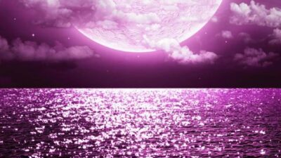 Colorful, Moon, Purple, Sea, Sky, Wallpaper